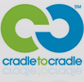 Cradle to Cradle: Logo with a green capital C linked with a Blue capital C and the words cradle to cradle beneath it in blue and green