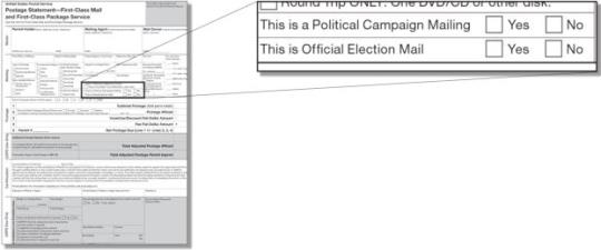 sample of 3600-fcm with an enlarged section that directly applies to election mail