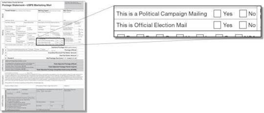 sample of 3602-r with an enlarged section that directly applies to election mail