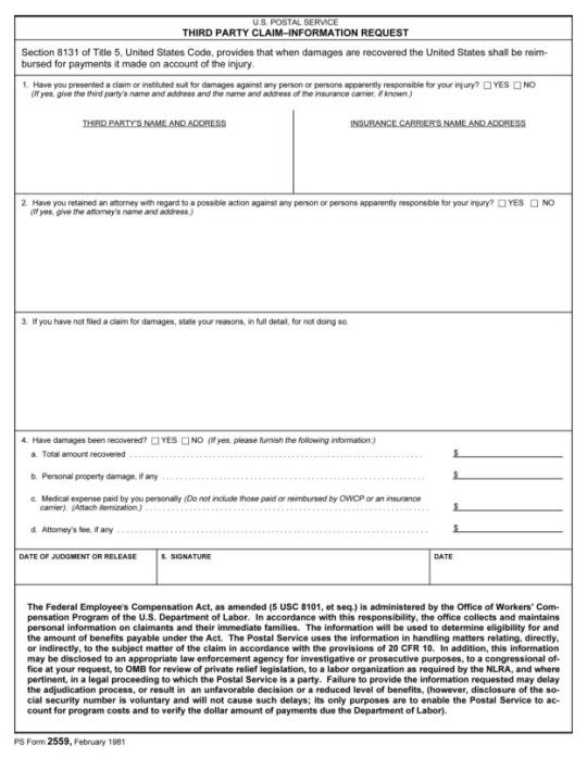 Sample PS Form 2559.