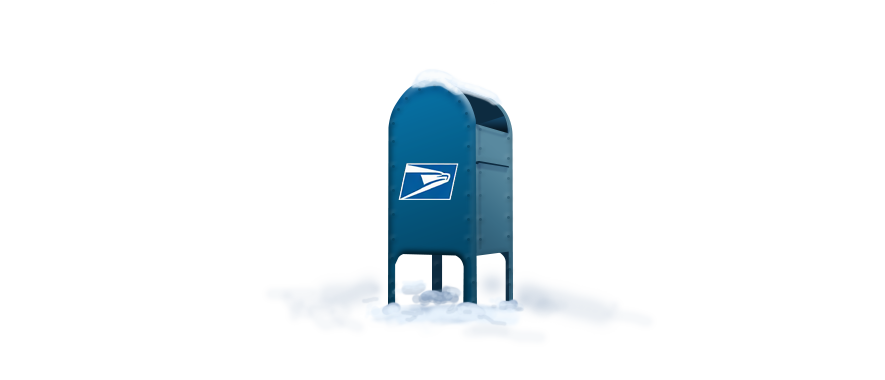 USPS mailbox in the snow