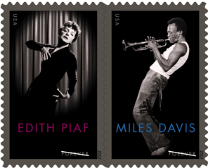 Miles Davis and Edith Piaf Stamps on Sale Today