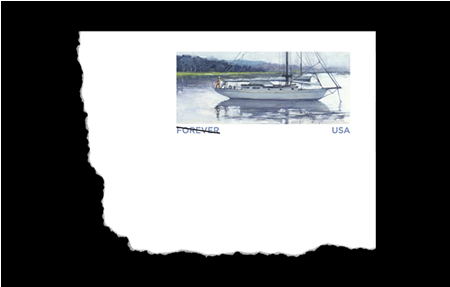 Forever Stamped Sailboat postcard