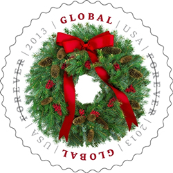 Global Forever Evergreen Wreath International Stamp