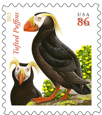 Tufted Puffins Take Flight on Stamps