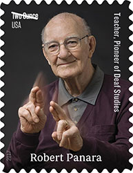 Robert Panara immortalized on stamp