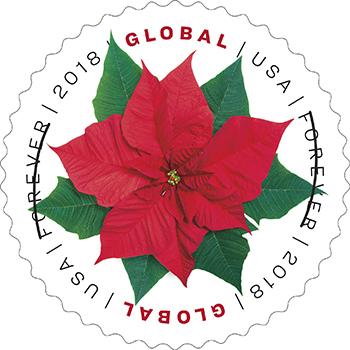 Poinsettia Global Forever stamp on sale now