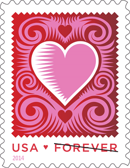 Cut Paper Heart Forever Stamp