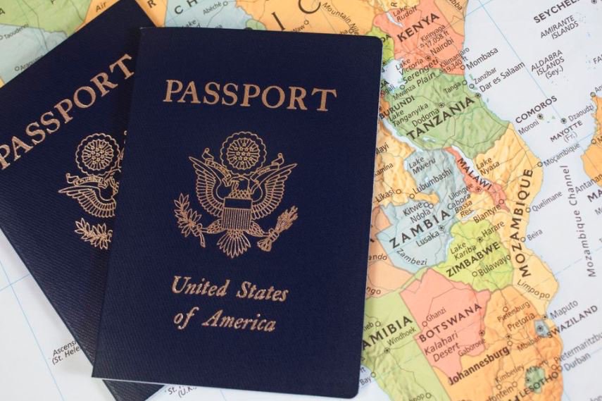 US Passport on a map