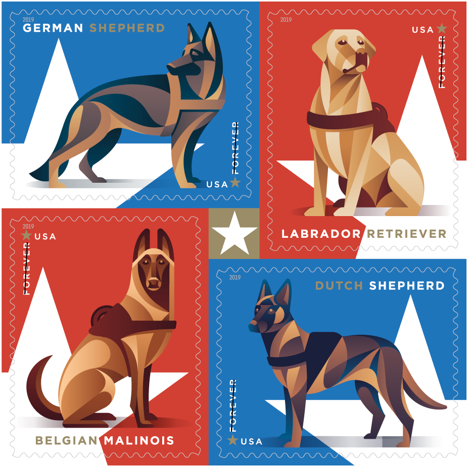 Working Military dogs stamps