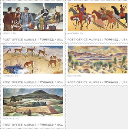 usps honors lobby artwork with stamps