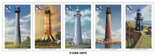 Gulf Coast Lighthouses stamps