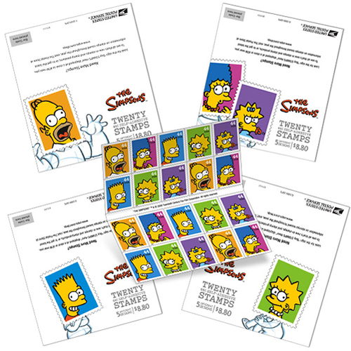 All Four Simpsons Stamps booklets