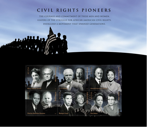 Civil Rights Pioneers stamp sheet