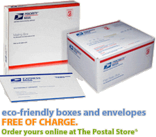 Eco-friendly boxes and envelopes-free of charge. Order yours online at The Postal Store®