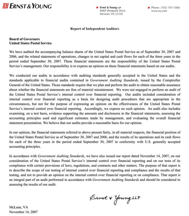Letter from independent auditors Ernst and Young.