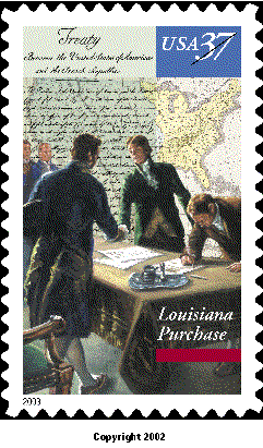 stamp announcement 03-12: louisiana purchase commemorative stamp, copyright 2002.