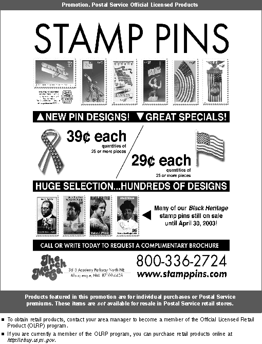 promotion. stamp pins. new pin design, great specials, huge selection and hundreds of designs. call 800-336-2724 or visit www.stamppins.com.