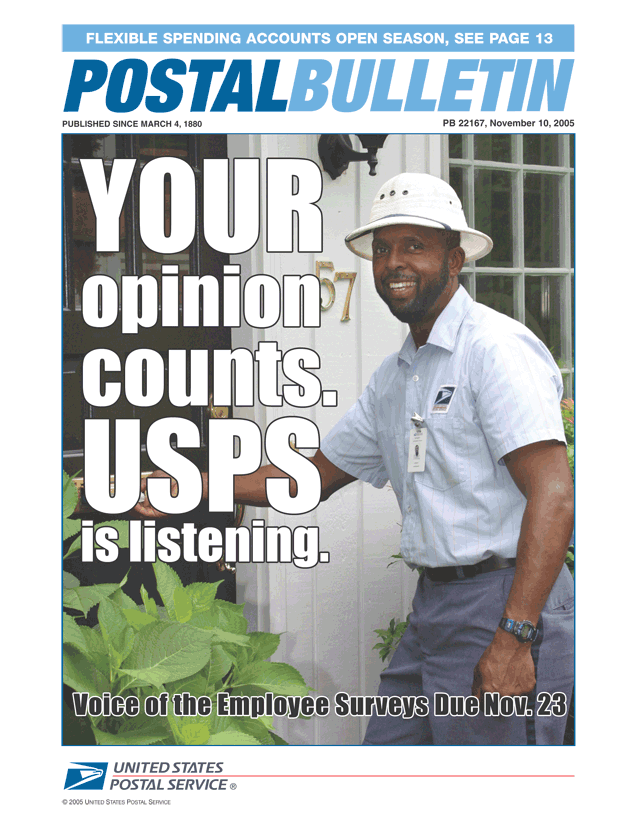 PB Issue 22167- Flexible Spending Accounts open season inside and Voice of the Employee Survey is due Nov. 23