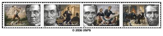 Abraham Lincoln 42-cent stamps.