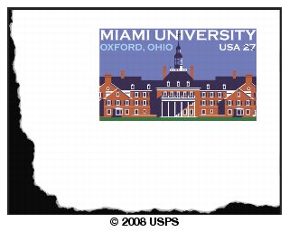 Miami University 27-cent stamped card.