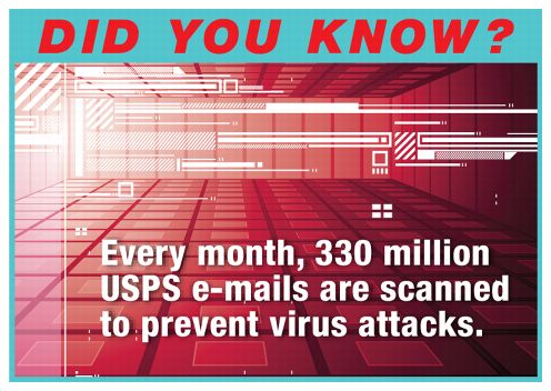 Did you know? Every month, 330 million USPS e-mails are scanned to prevent virus attacks.