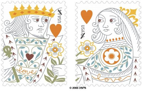 Love: King and Queen of Hearts 44-cent stamps
