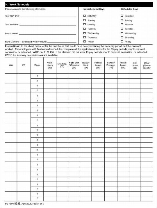 PS Form 8039, Back Pay Decision/Settlement Worksheet, page 4 of 5
