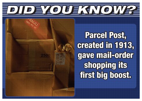 Did you know? Parcel Post, created in 1913, gave mail-order shopping its first big boost.