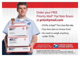 Pocket Card: Order FREE Priority mail Flat Rate Boxes.