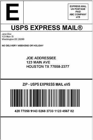 Express Mail Label With Insurance