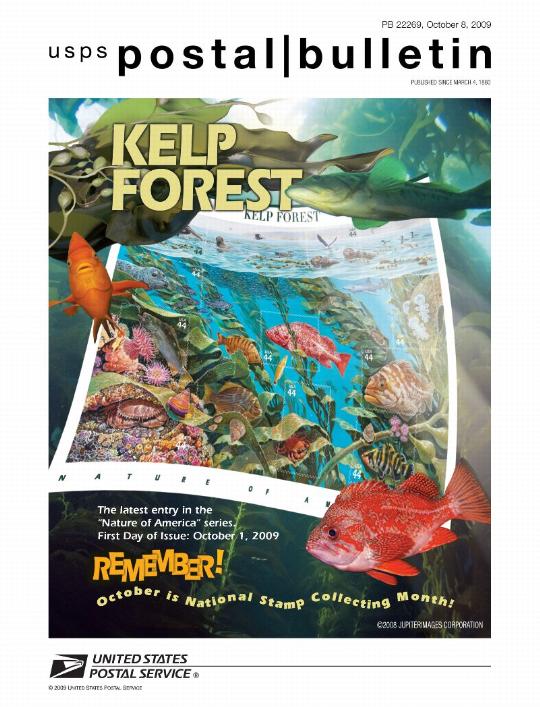 Postal Bulletin 22269, October 8, 2009. Kelp Forest.