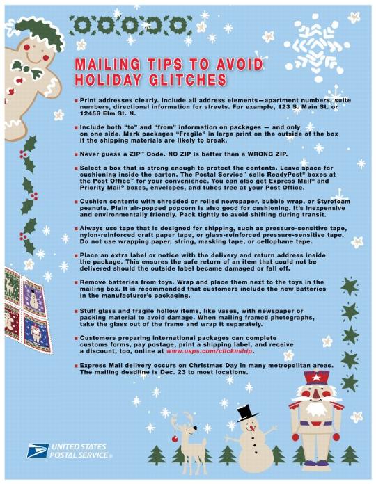 MAILING TIPS TO AVOID HOLIDAY GLITCHES