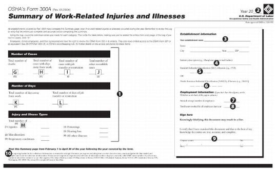 OSHA'S Form 300A Summary of Work-Related Injuries and Illnesses