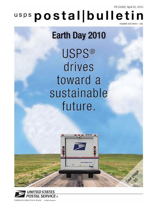 PB 22283, April 22, 2010 - Earth Day 2010 USPS drives toward a sustainable future.