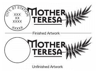 Mother Teresa Stamp Pictorial Postmark Art, cancelation