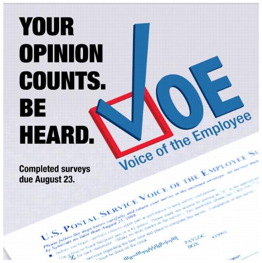Back Cover - YOUR OPINION COUNTS. BE HEARD. VOE Voice of the Employee Completed surverys due August 23.