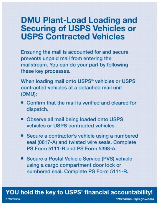 DMU Plant-Load Loading and Securing of USPS Vehicles or USPS Contracted Vehicles