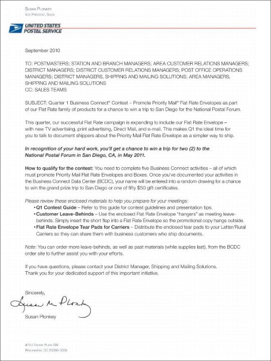 Business Connect Letter to Postmaster