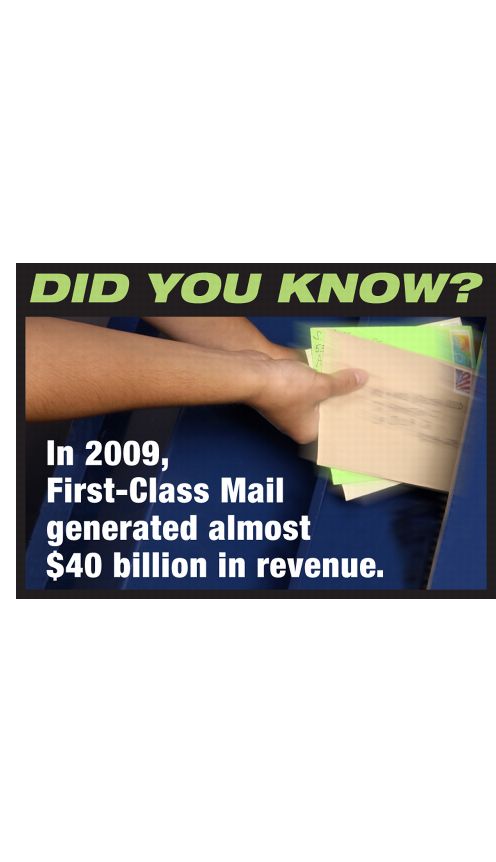 DID YOU KNOW? In 2009, First-Class Mail generated almost $40 billion in revenue.