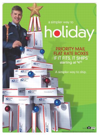 Holiday Product Poster - a simpler way to holiday, PRIORITY MAIL FLAT RATE BOXES IF IT FITS, IT SHIPS starting at $4.95 A simpler way to ship