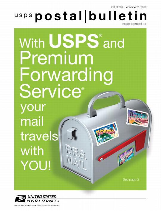 PB 22299, December 2, 2010 - WIth USPS and Premium Forwarding Service your mail travels with you