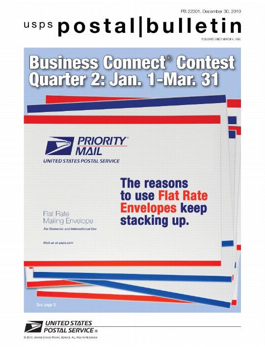 PB 22301, December 30, 2010 - Business Connect Contest Quarter 2: January 1st through March 31st.