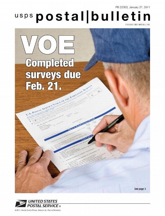 PB22303, January 27, 2011 - VOE Completed surveys due February 21, 2011