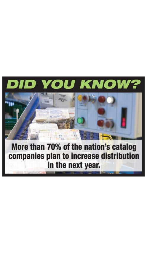 DID YOU KNOW? More than 70% of the nation’s catalog companies plan to increase distribution in the next year.