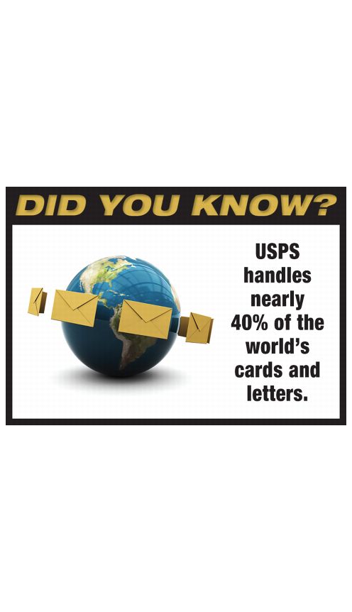 DID YOU KNOW? USPS handles nearly 40% of the world's cards and letters.