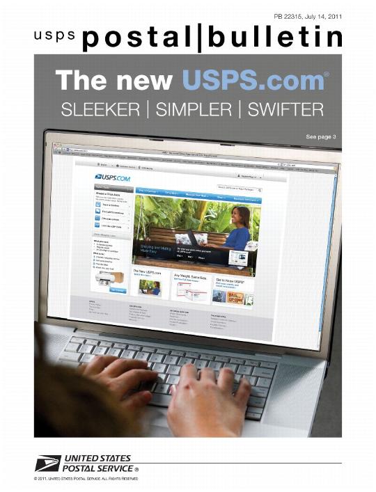 The new USPS.com SLEEKER, SIMPLER, SWIFTER. See page 3