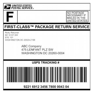 Exhibit 4.8.4a First-Class Mail Package Return Service Label Example