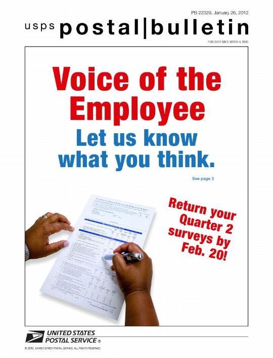 Voice of the Employee Survey, Return your quarter survey by February 20th