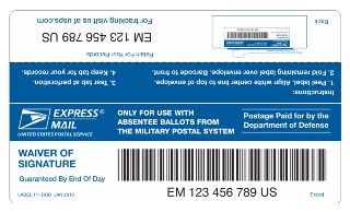 Express Mail Label 11-DOD for Military Absentee Voting